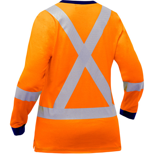 Chemise &agrave; manches longues et X au dos Bisley pour femmes, Poly-coton, Petit, Orange haute visibilit&eacute; Industrial Sales