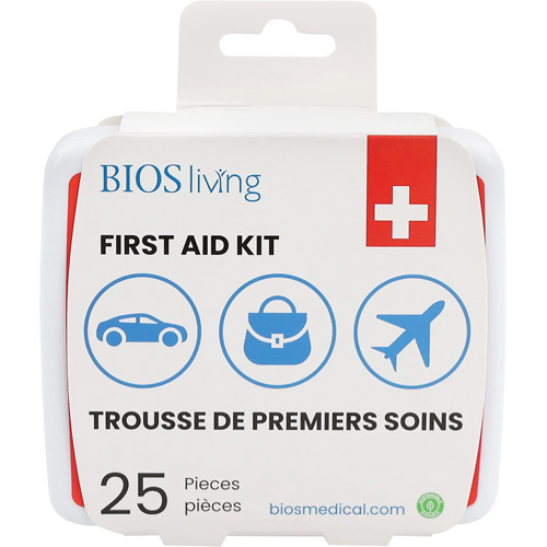 Trousse de premiers soins pour la maison et le voyage de 25 morceaux, Boîte en plastique Industrial Sales