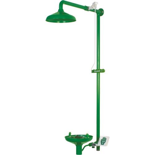 Douche combin&eacute;e pour laboratoire avec cuvette ouverte en ABS, Montage mural Industrial Sales