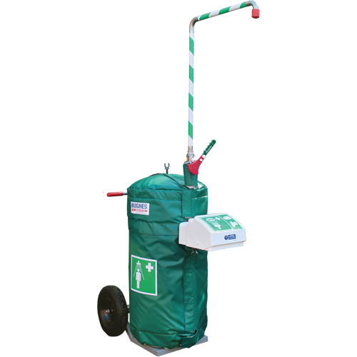Douche d'urgence isol&eacute;e, mobile et autonome avec douche oculaire et faciale, Capacit&eacute; 30 gal., Conformit&eacute; Aucune Industrial Sales