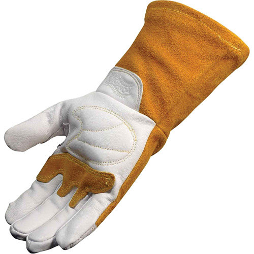 Gants de soudeur TIG/MIG de premi&egrave;re qualit&eacute; avec dos en cuir de vache refendue isol&eacute;es et ignifug&eacute;s Caiman, Cuir fleur de ch&egrave;vre, Taille Grand Industrial Sales