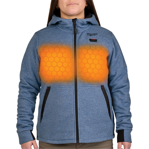 M12 Heated Hoodie with Battery, Women's, X-Large, Blue, Poly-Cotton Industrial Sales