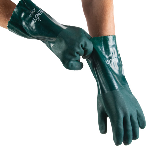 Gants verts &agrave; double enduit, 14" lo, PVC, Doublure en Jersey de coton, 70 mils Industrial Sales
