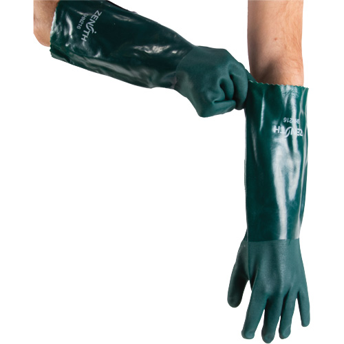 Gants verts &agrave; double enduit, 18" lo, PVC, Doublure en Jersey de coton, 70 mils Industrial Sales
