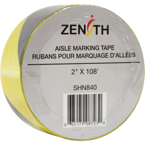 Ruban pour marquage d'all&eacute;es, 2" x 108', PVC, Noir et jaune Industrial Sales