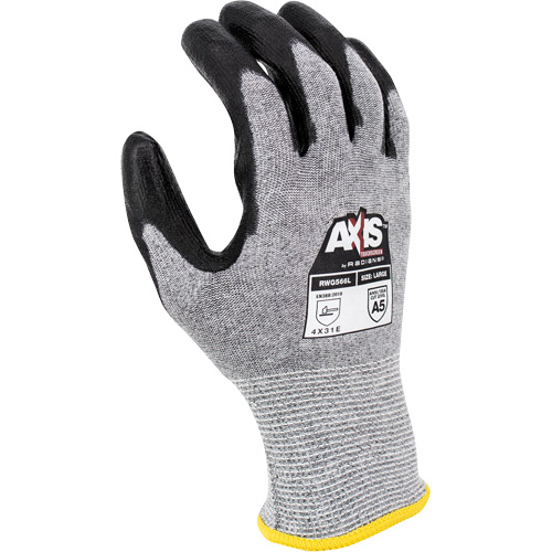 Gants de travail r&eacute;sistants &agrave; la coupe, compatibles avec &eacute;crans tactiles RWG566 AXIS, Taille T-petit, Calibre 18, Rev&ecirc;tement Polyur&eacute;thane, Enveloppe en Acier inoxydable/PEHP, ASTM ANSI niveau A5/EN 388 niveau E Industrial Sales