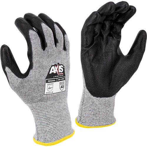Gants de travail r&eacute;sistants &agrave; la coupe, compatibles avec &eacute;crans tactiles RWG566 AXIS, Taille T-petit, Calibre 18, Rev&ecirc;tement Polyur&eacute;thane, Enveloppe en Acier inoxydable/PEHP, ASTM ANSI niveau A5/EN 388 niveau E Industrial Sales