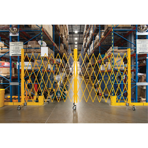 Expandable Barrier, 84" H x 20' L, Yellow Industrial Sales