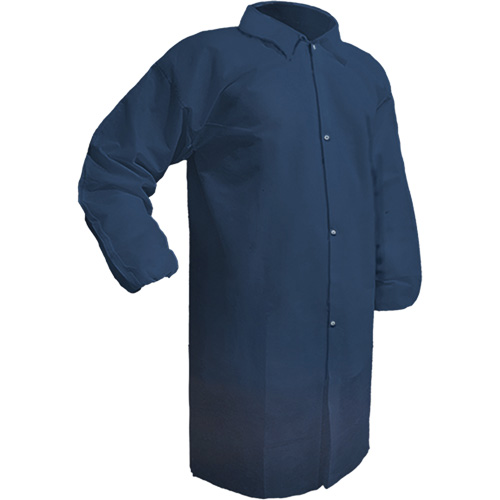 Care Lab Coat, Polypropylene, Medium, Blue Industrial Sales