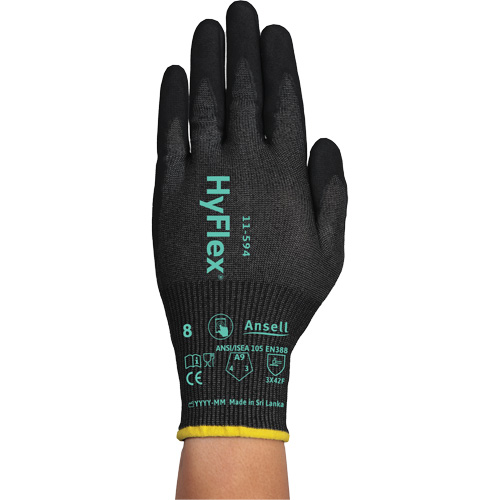 HyFlex&reg; 11-594 Cut-Resistant Gloves, Size 2X-Large/11, 18 Gauge, Nitrile Coated, HPPE/Intercept Shell, ASTM ANSI Level A9/EN 388 Level F Industrial Sales