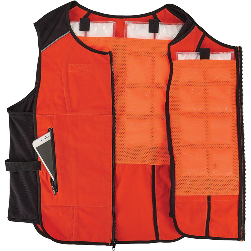 Veste de refroidissement &agrave; changement de phase l&eacute;g&egrave;re avec sachets de recharge Chill-Its 6260, Petit/Moyen, Orange Industrial Sales