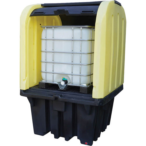 Yellow Roll Top Hardcover Spill Pallet, 65" L x 65" W x 101" H, 5000 lbs. Load Capacity Industrial Sales