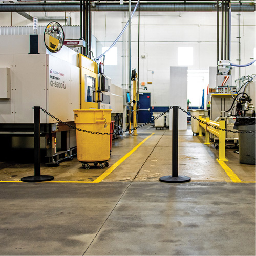 Industrial Stanchion, 37" High, Yellow Industrial Sales