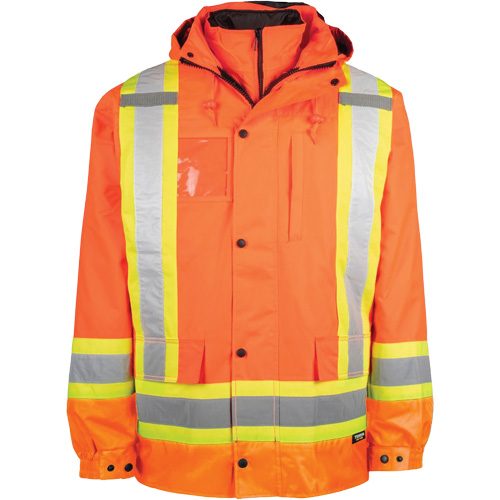 Manteau haute visibilit&eacute; 7-en-1, Polyester, Orange haute visibilit&eacute;, Moyen Industrial Sales