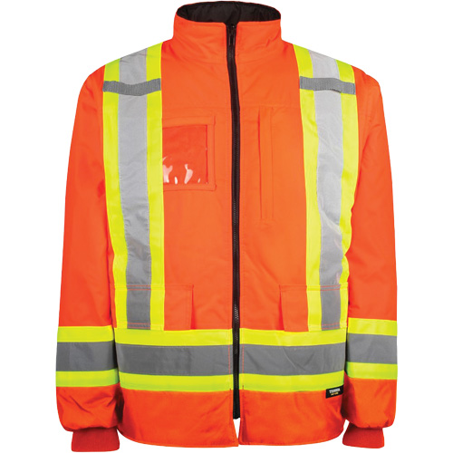 Manteau haute visibilit&eacute; 7-en-1, Polyester, Orange haute visibilit&eacute;, Moyen Industrial Sales