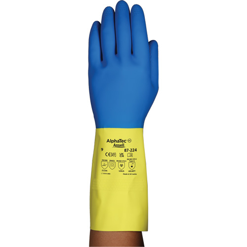 Gants r&eacute;sistants aux produits chimiques AlphaTec 87-224, Taille 7, 12,8" lo, N&eacute;opr&egrave;ne/Latex de caoutchouc, Doublure en Coton/Ouat&eacute;e, 26,8 mils Industrial Sales