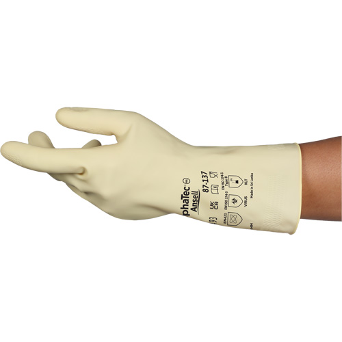 Gants naturels et l&eacute;gers AlphaTec 87-137, Taille 10, 11,8" lo, Latex de caoutchouc, 16 mils Industrial Sales