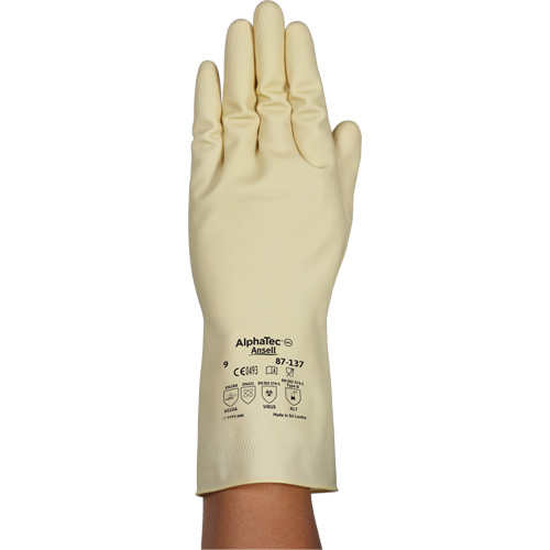 Gants naturels et l&eacute;gers AlphaTec 87-137, Taille 10, 11,8" lo, Latex de caoutchouc, 16 mils Industrial Sales