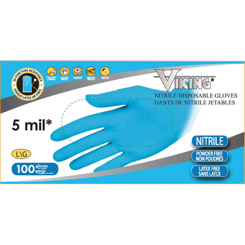 Gants jetables 34600, Petit, Nitrile, 5 mils, Sans poudre, Bleu Industrial Sales