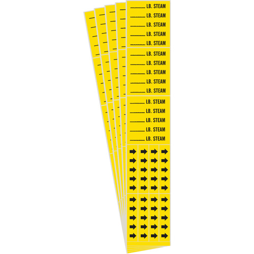 "Blank Lb. Steam" Pipe Marker, Self-Adhesive, 2-1/4" H x 2-3/4" W, Black on Yellow Industrial Sales