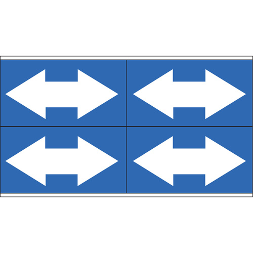 Marqueurs de tuyau avec fl&egrave;ches bidirectionnelles, Autocollant, 1-1/8" h x 7" la, Blanc/bleu Industrial Sales