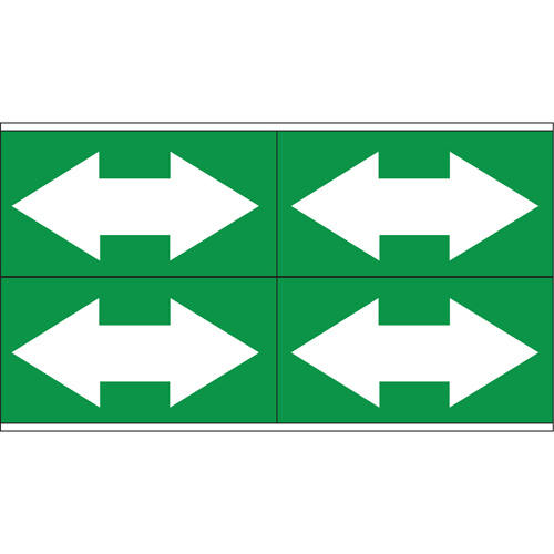 Marqueurs de tuyau avec fl&egrave;ches bidirectionnelles, Autocollant, 1-1/8" h x 7" la, Blanc/vert Industrial Sales