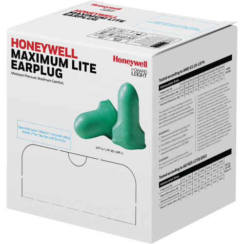 Howard Leight Maximum Lite Low-Pressure Foam Earplugs, Pair - Polybag, Corded Industrial Sales