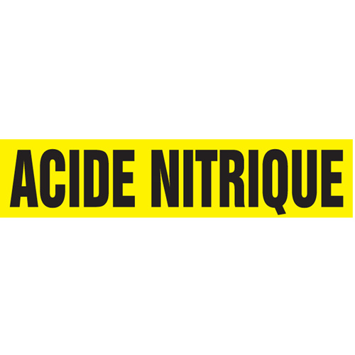 Marqueurs de tuyau "Acide Nitrique", Autocollant, 2-1/2" h x 12" la, Noir sur jaune Industrial Sales