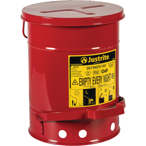 Contenants pour d&eacute;chets huileux, Homologu&eacute; FM/List&eacute; UL, 6 gal. US, Rouge Industrial Sales