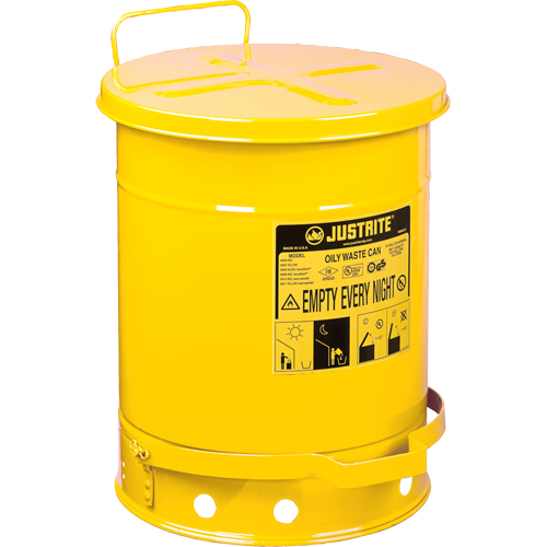 Contenants pour d&eacute;chets huileux, Homologu&eacute; FM/List&eacute; UL, 10 gal. US, Jaune Industrial Sales