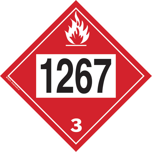 1267 Petroleum Crude Oil Flammable Liquid TDG Placard, Adhesive Vinyl Industrial Sales