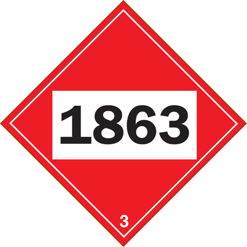 Plaque-&eacute;tiquette TMD 1863 pour liquide inflammable carburant aviation, Plastique Industrial Sales