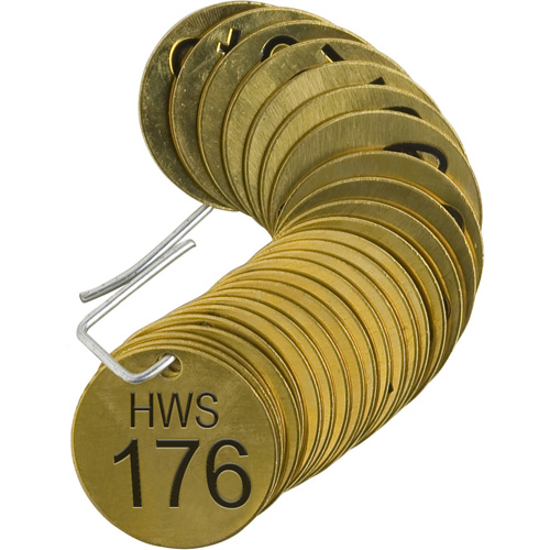 &eacute;tiquettes num&eacute;rot&eacute;es pour vannes HWS, # 176-200, Laiton, 1,5" dia. Industrial Sales
