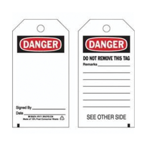 Accident Prevention Tags, Polyester, 3" W x 5-3/4" H, English Industrial Sales