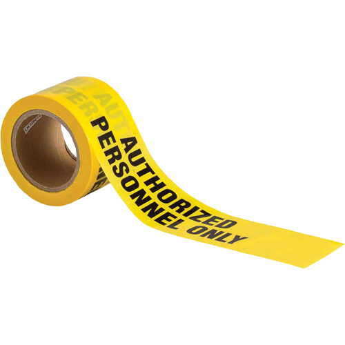 Ruban pour barricade, Anglais, 3" la x 200' lo, 3 mils, Noir sur jaune Industrial Sales