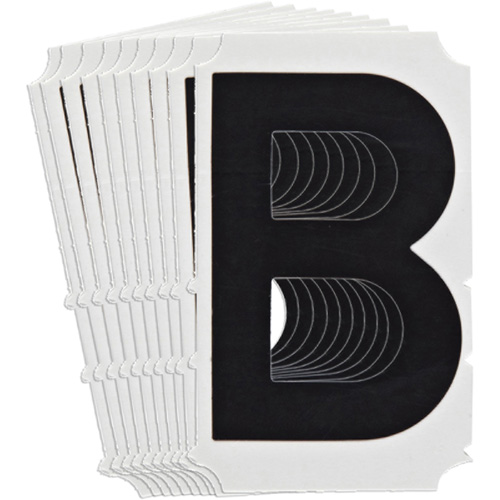 Quick-Align&reg; Individual Gothic Number and Letter Labels, B, 4" H, Black Industrial Sales
