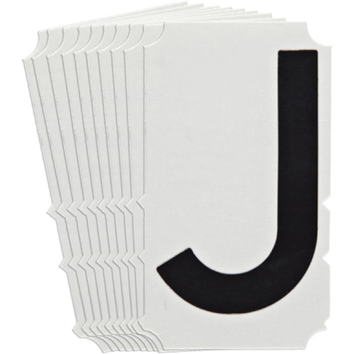 Quick-Align&reg;Individual Gothic Number and Letter Labels, J, 4" H, Black Industrial Sales