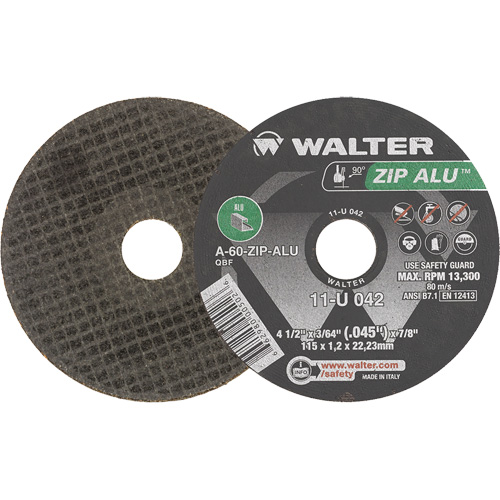 Zip Alu Cut-Off Wheel, 4-1/2" x 3/64", 7/8" Arbor, Type 1, Aluminum Oxide, 13300 RPM Industrial Sales