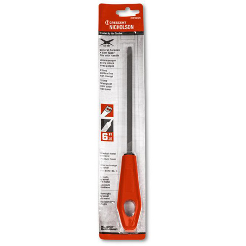 Extra Slim Taper File with Red Handle, Triangle, 6", Single Industrial Sales