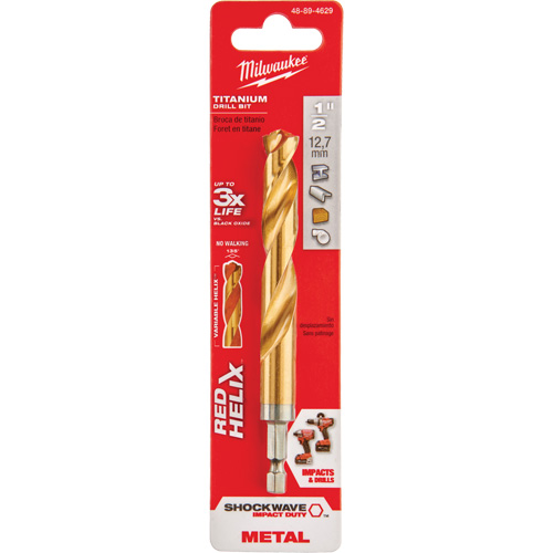 Foret Shockwave, 1/2", Titane, Cannelure 3-21/64, Pointe de 135° Industrial Sales