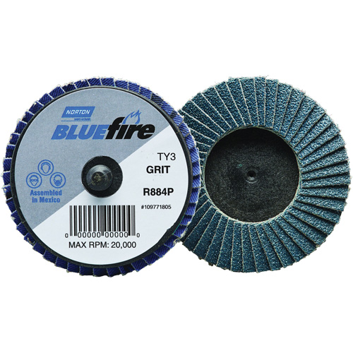 Mini-disque &agrave; lamelles R884P BlueFire, 3" x Type 27, Grain P40, Alumine de zirconium Industrial Sales