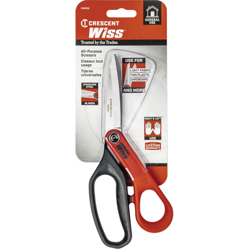 Cisaille tout usage en acier inoxydable pour ouvrier professionnel, 8-1/2", Poign&eacute;e Anneaux Industrial Sales