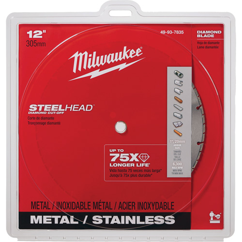 Lame &agrave; tronçonner au diamant Steelhead, 12", Pour M&eacute;tal Industrial Sales