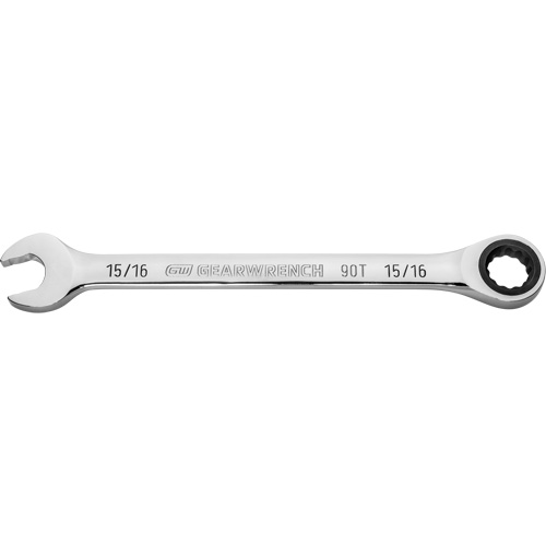 90-Tooth Ratcheting Combination Wrench, 12 Point, 15/16", Chrome Finish Industrial Sales