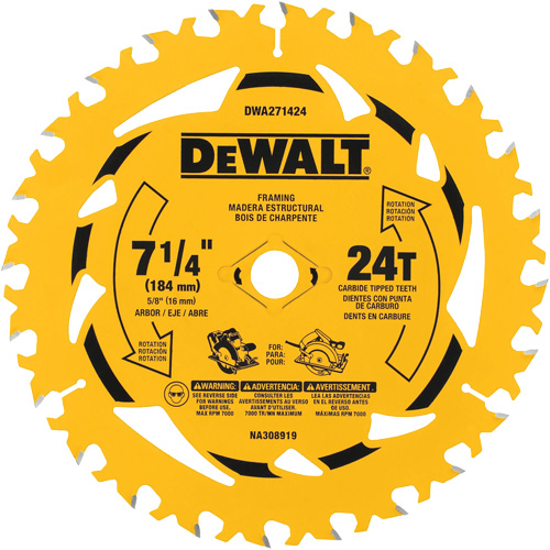 Lame de scie circulaire, 7-1/4", 24 dents, Pour Bois Industrial Sales