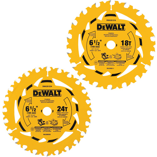 Assortiment de lames de scie circulaire, 6-1/2", 18/24 dents, Pour Bois Industrial Sales