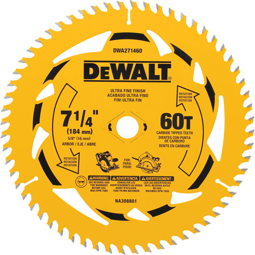 Lame de scie circulaire, 7-1/4", 60 dents, Pour Bois Industrial Sales