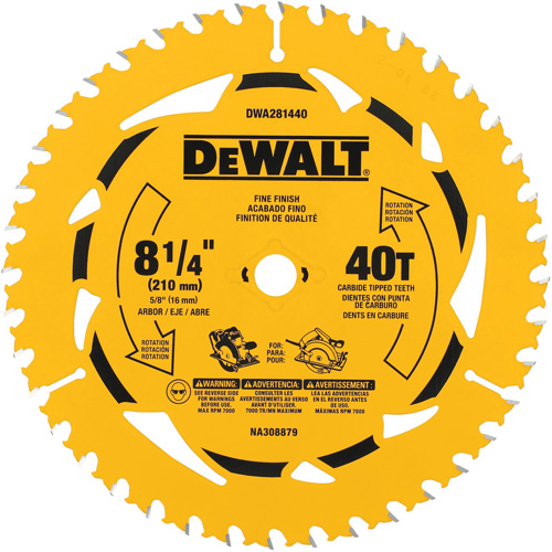 Lame de scie circulaire pour la coupe transversale, 8-1/4", 40 dents, Pour Bois Industrial Sales