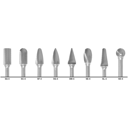 CLE-LINE 1855 Double Cut Carbide Burr Set, 8 Pieces Industrial Sales