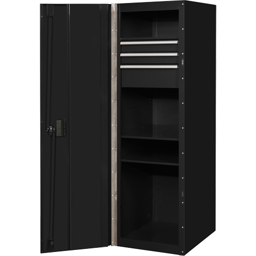 RX Series Side Cabinet, 3 Drawers, 19" W x 25" D x 61" H, Black Industrial Sales